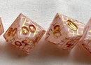 Blush & Gold - New Zealand Made Handcrafted Dice Set by Tui Dice - Bea DnD Games