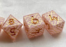 Blush & Gold - New Zealand Made Handcrafted Dice Set by Tui Dice - Bea DnD Games