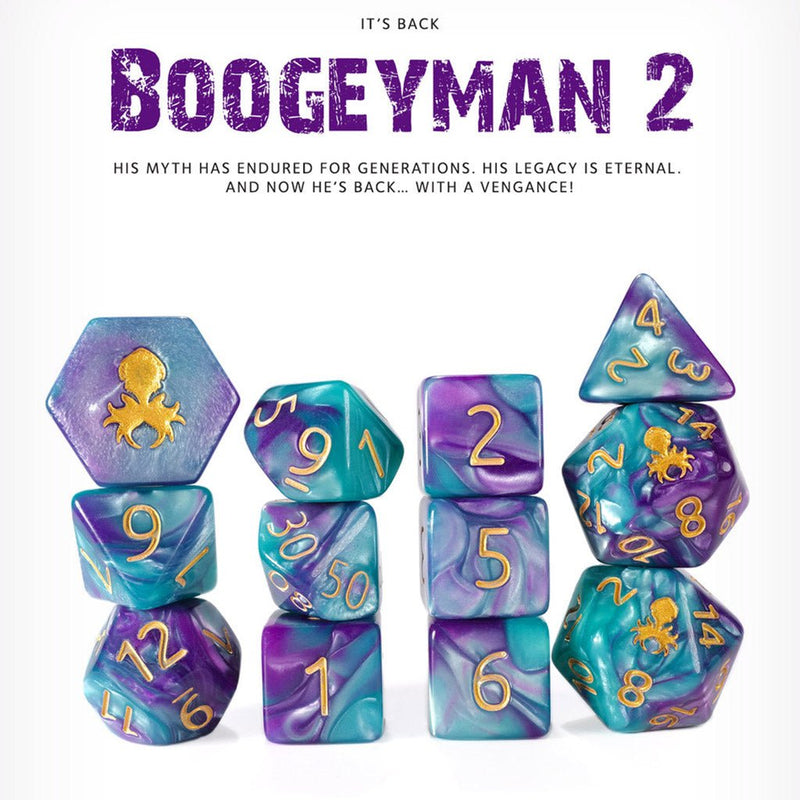 BoogeyMan 2 - 12pc Dice Set by Kraken Dice + Dice Bag - Bea DnD Games