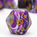Boysenberry Swirl - 7 Piece Polyhedral Dice Set + Dice Bag - Bea DnD Games