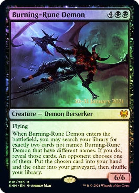 Burning-Rune Demon [Kaldheim Prerelease Promos] - Bea DnD Games