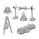 Camp Fire & Sitting Log Deepcuts Unpainted Miniatures - Bea DnD Games