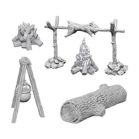Camp Fire & Sitting Log Deepcuts Unpainted Miniatures - Bea DnD Games