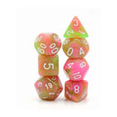 Candied Apple - 7 Piece Polyhedral Dice Set + Dice Bag - Bea DnD Games