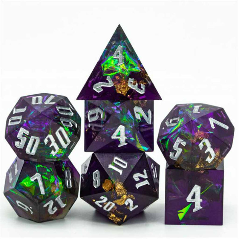 Captured Chaos Handcrafted Sharp Edge Dice Set & Dice Case - Bea DnD Games