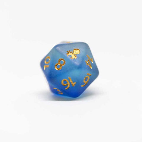 Caribbean Cobalt Giant D20 (40mm) Dice by Kraken Dice - Bea DnD Games