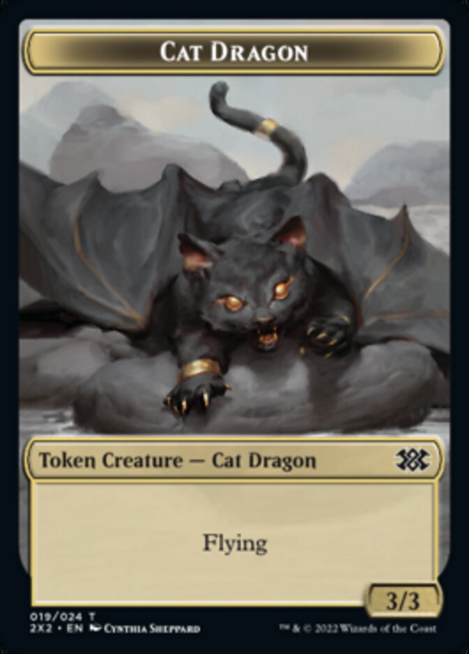 Cat Dragon // Spirit (002) Double-Sided Token [Double Masters 2022 Tokens] - Bea DnD Games