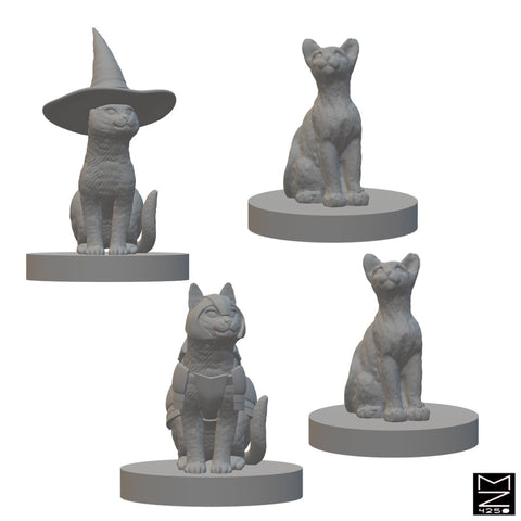 Cat Familiars | BeaMini Unpainted RPG Miniatures - Bea DnD Games