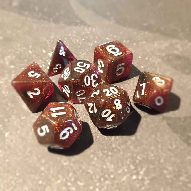 Celestus - 7 Piece Polyhedral Dice Set + Dice Bag - Bea DnD Games