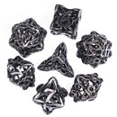 Charmed 7 Piece Hollow Metal Polyhedral Dice Set & Dice Case - Bea DnD Games