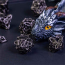 Charmed 7 Piece Hollow Metal Polyhedral Dice Set & Dice Case - Bea DnD Games