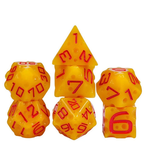 Cheese Dice - 7 Piece Polyhedral Dice Set - Bea DnD Games