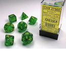 Chessex Borealis Maple Green with Yellow 7 Piece Polyhedral Dice Set (CHX 27565) - Bea DnD Games