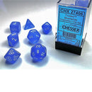 Chessex Frosted Blue/White 7 Piece Polyhedral Dice Set (CHX 27406) - Bea DnD Games