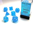 Chessex Frosted Caribbean Blue/White 7 Piece Polyhedral Dice Set (CHX 27416) - Bea DnD Games