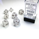 Chessex Frosted Clear/Black 7 Piece Polyhedral Dice Set (CHX 27401) - Bea DnD Games