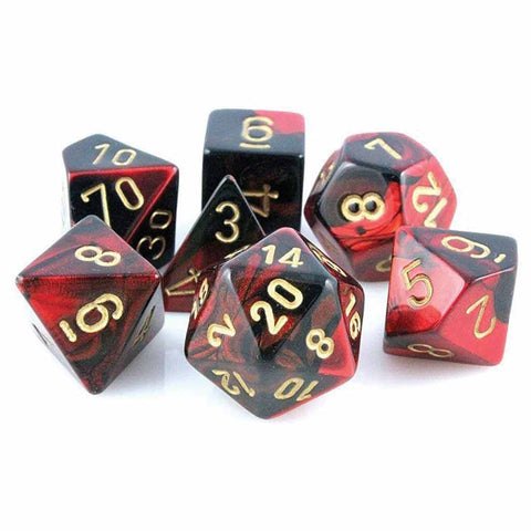 Chessex Gemini Black & Red with Gold 7 Piece Polyhedral Dice Set (CHX 26433) - Bea DnD Games