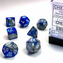 Chessex Gemini Blue Steel with White 7 Piece Polyhedral Dice Set (CHX 26423) - Bea DnD Games