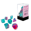 Chessex Gemini Gel Green-Pink/Blue (Glow in the Dark) 7 Piece Polyhedral Dice Set (CHX 26464) - Bea DnD Games