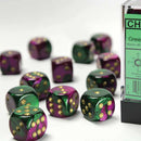 Chessex Gemini Green & Purple with Gold Set of 12 d6 Dice (CHX 26634) - Bea DnD Games