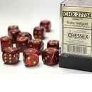 Chessex Glitter Ruby Red with Gold Set of 12 d6 Dice (CHX 27704) - Bea DnD Games