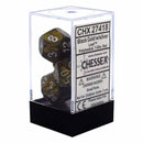 Chessex Leaf Black Gold with Silver 7 Piece Polyhedral Dice Set (CHX 27418) - Bea DnD Games