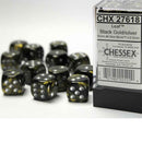 Chessex Leaf Black/Gold with Silver Set of 12 d6 Dice (CHX 27618) - Bea DnD Games