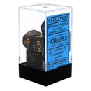 Chessex Lustrous Light Shadow/Gold 7 Piece Polyhedral Dice Set (CHX 27499) - Bea DnD Games