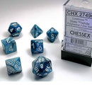 Chessex Lustrous Slate/White 7 Piece Polyhedral Dice Set (CHX 27490) - Bea DnD Games