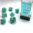 Chessex Marble Oxi-Copper/white 7 Piece Polyhedral Dice Set (CHX 27403) - Bea DnD Games