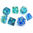Chessex Nebula Oceanic w/Gold 7 Piece GLOW IN THE DARK Polyhedral Dice Set (CHX 27556) - Bea DnD Games