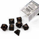 Chessex Opaque Black/Gold 7 Piece Polyhedral Dice Set (CHX 25428) - Bea DnD Games