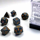 Chessex Opaque Dark Grey & Copper 7 Piece Polyhedral Dice Set (CHX 25420) - Bea DnD Games