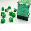 Chessex Opaque Green with White Set of 36 d6 Dice (CHX 25805) - Bea DnD Games