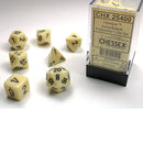 Chessex Opaque Ivory & Black 7 Piece Polyhedral Dice Set (CHX 25400) - Bea DnD Games