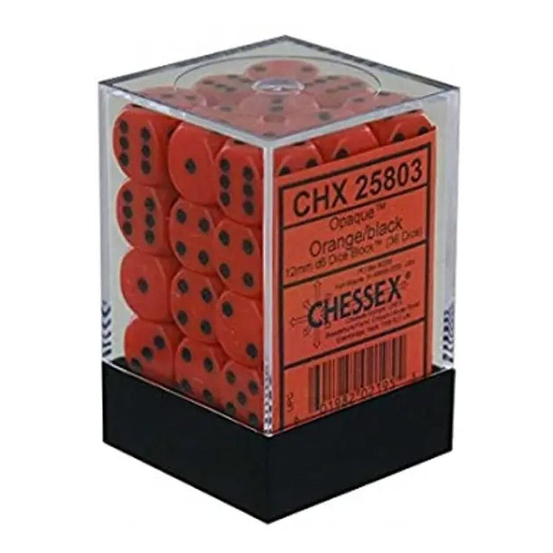 Chessex Opaque Orange/Black Set of 36 Mini d6 Dice (CHX 25803) - Bea DnD Games
