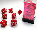 Chessex Opaque Red/White 7 Piece Polyhedral Dice Set (CHX 25404) - Bea DnD Games