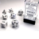 Chessex Opaque White/Black 7 Piece Polyhedral Dice Set (CHX 25401) - Bea DnD Games