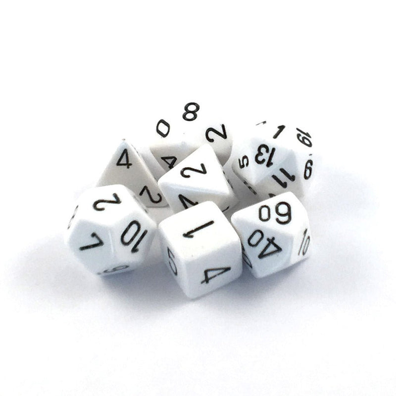 Chessex Opaque White/Black 7 Piece Polyhedral Dice Set (CHX 25401) - Bea DnD Games