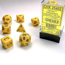 Chessex Opaque Yellow/Black 7 Piece Polyhedral Dice Set (CHX 25402) - Bea DnD Games