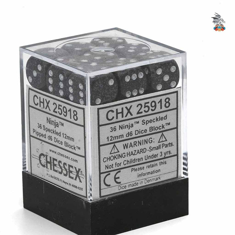 Chessex Speckled Ninja Set of 12 d6 Dice (CHX 25718) - Bea DnD Games