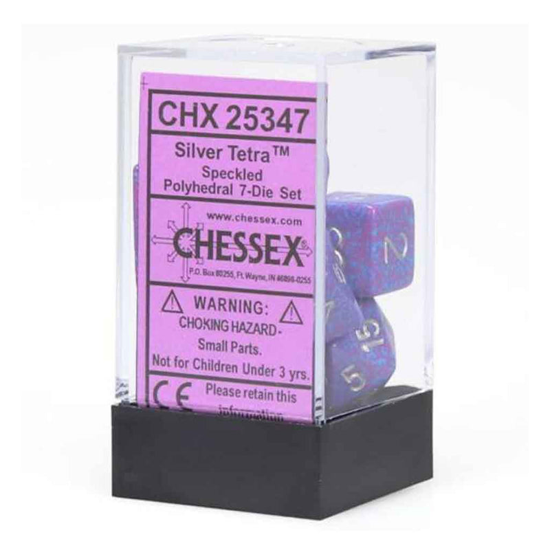 Chessex Speckled Silver Tetra 7 Piece Polyhedral Dice Set (CHX 25347) - Bea DnD Games