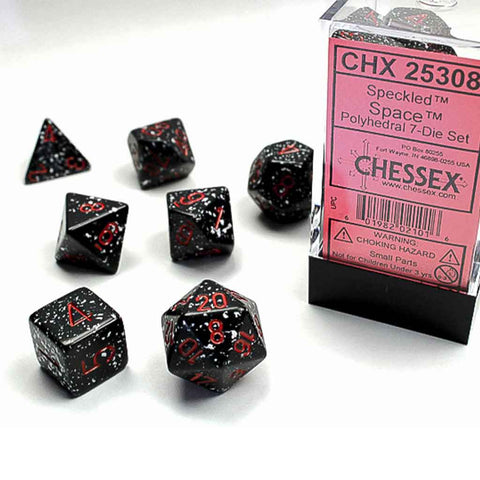 Chessex Speckled Space with Red 7 Piece Polyhedral Dice Set (CHX 25308) - Bea DnD Games