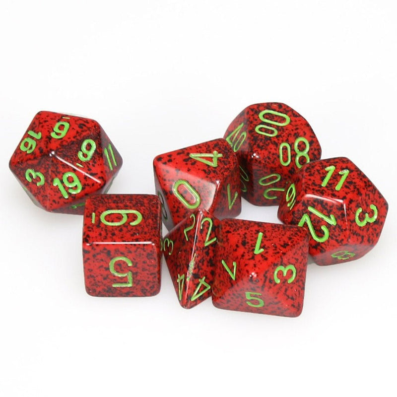Chessex Speckled Strawberry 7 Piece Polyhedral Dice Set (CHX 25304) - Bea DnD Games