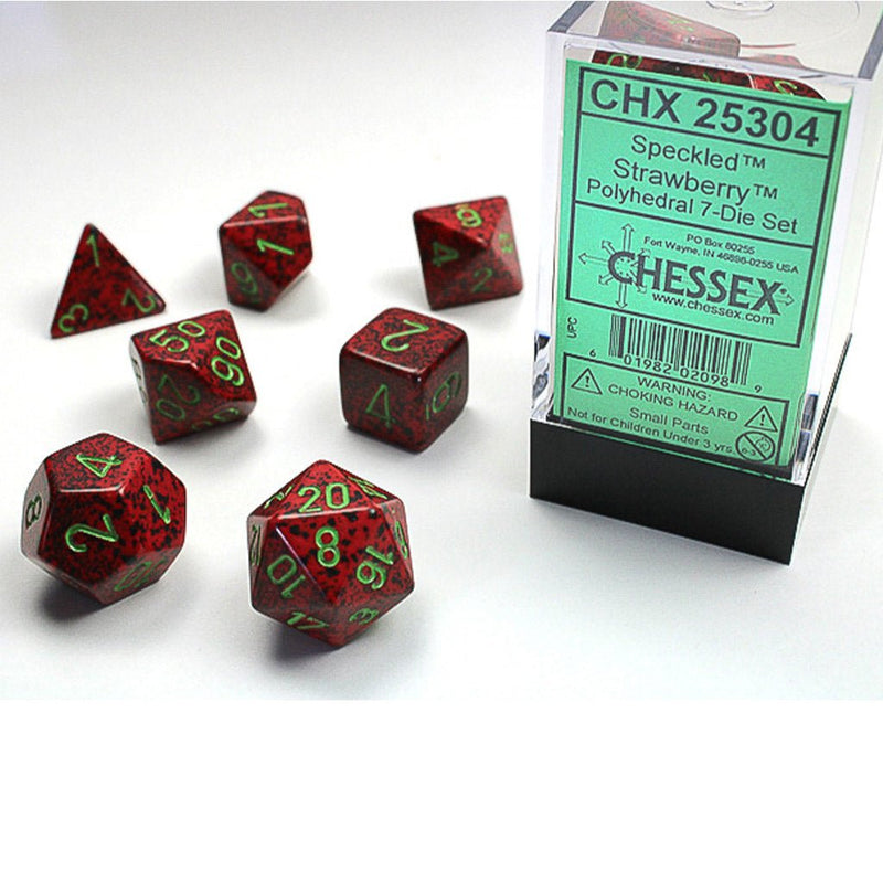 Chessex Speckled Strawberry 7 Piece Polyhedral Dice Set (CHX 25304) - Bea DnD Games