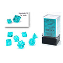 Chessex Translucent Mini Teal/White 7 Piece Polyhedral Dice Set (CHX 20385) - Bea DnD Games