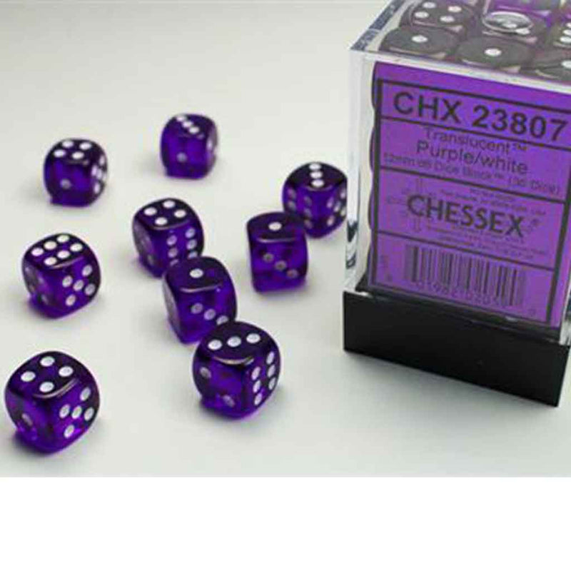 Chessex Translucent Purple with White Set of 36 Mini d6 Dice (CHX 23807) - Bea DnD Games