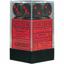 Chessex Translucent Smoke with Red Set of 12 d6 Dice (CHX 23618) - Bea DnD Games
