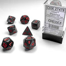Chessex Velvet Black/Red 7 Piece Polyhedral Dice Set (CHX 27478) - Bea DnD Games