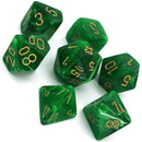 Chessex Vortex Green/Gold 7 Piece Polyhedral Dice Set (CHX 27435) - Bea DnD Games